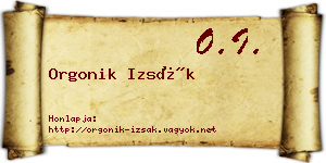 Orgonik Izsák névjegykártya